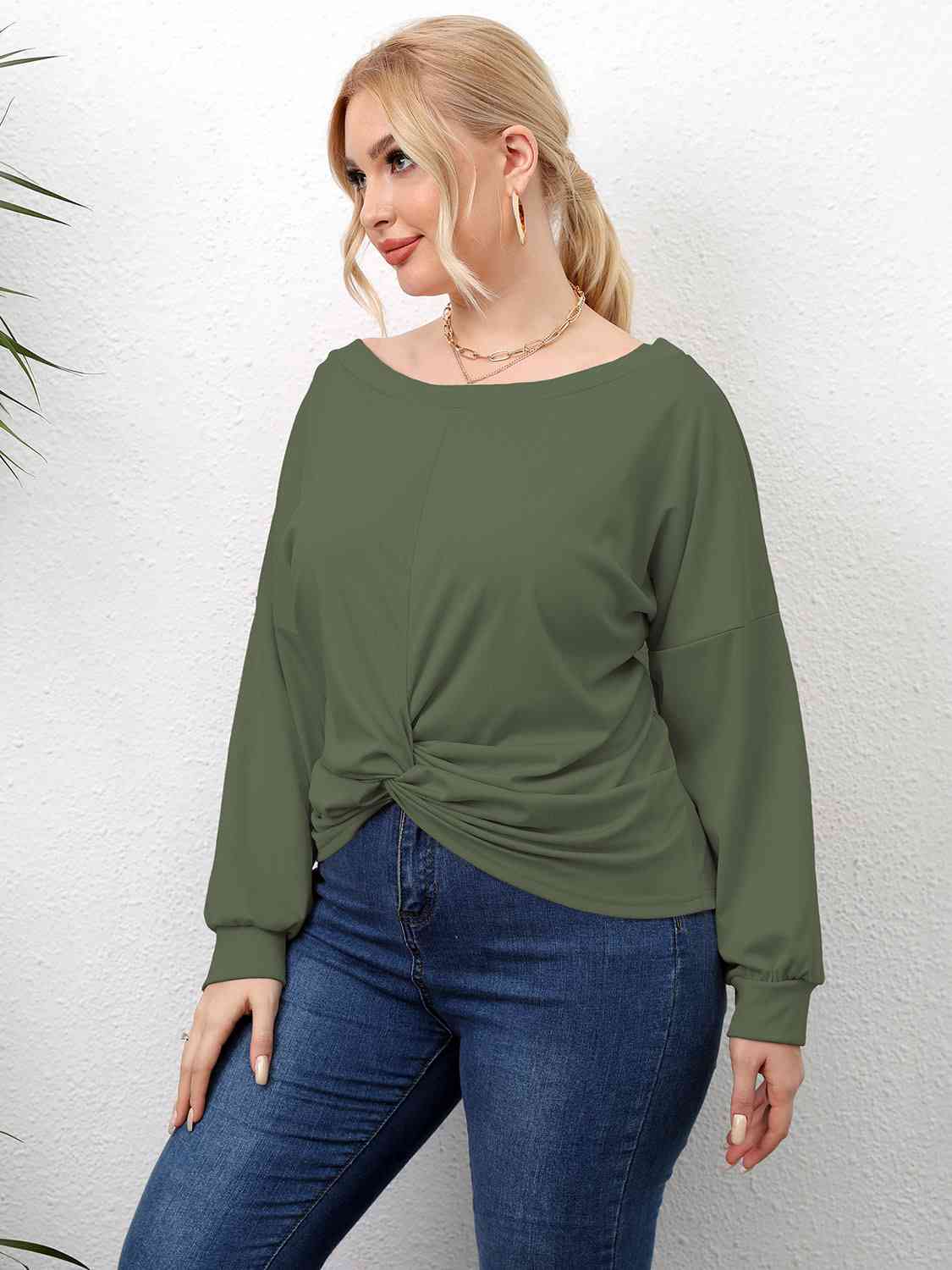 Plus Size Twisted Drop Shoulder T-Shirt king-general-store-5710.myshopify.com