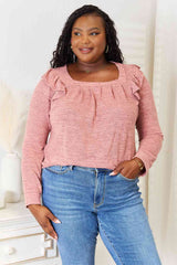 Double Take Square Neck Ruffle Shoulder Long Sleeve T-Shirt king-general-store-5710.myshopify.com