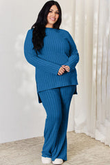 Basic Bae Full Size Ribbed High-Low Top and Wide Leg Pants Set king-general-store-5710.myshopify.com