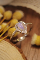 Moonstone Teardrop 925 Sterling Silver Halo Ring king-general-store-5710.myshopify.com