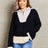 Double Take Color Block Half-Zip Dropped Shoulder Knit Pullover king-general-store-5710.myshopify.com