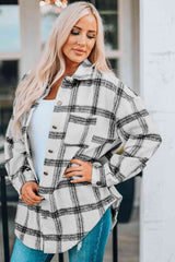 Plaid Curved Hem Dropped Shoulder Longline Shirt Jacket king-general-store-5710.myshopify.com