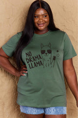 Simply Love Full Size NO DRAMA LLAMA Graphic Cotton Tee king-general-store-5710.myshopify.com