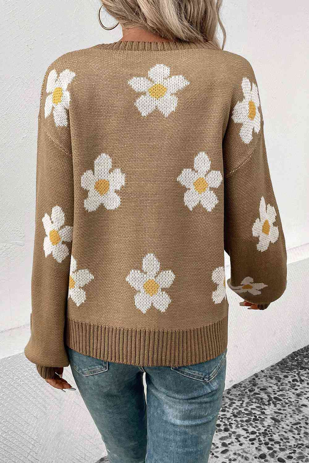 Floral Dropped Shoulder Sweater king-general-store-5710.myshopify.com