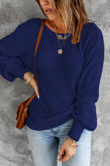 Double Take Tied Balloon Sleeve Round Neck Sweater king-general-store-5710.myshopify.com