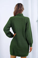 Buttoned Turtleneck Long Sleeve Sweater Dress king-general-store-5710.myshopify.com