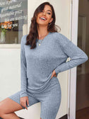 Ribbed Long Sleeve Top and Shorts Set king-general-store-5710.myshopify.com