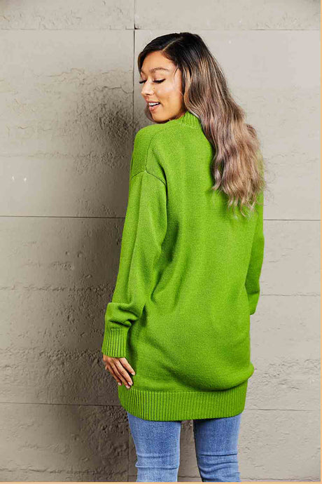 Double Take Ribbed Trim Dropped Shoulder Pocketed Cardigan king-general-store-5710.myshopify.com