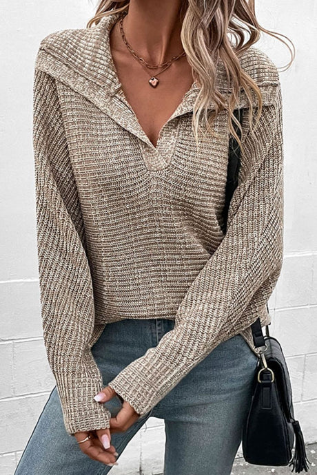 Heathered Horizontal-Ribbing Pullover Sweater king-general-store-5710.myshopify.com