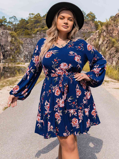 Plus Size V-Neck Long Sleeve Dress king-general-store-5710.myshopify.com