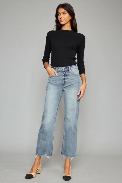 Kancan High Waist Raw Hem Cropped Wide Leg Jeans king-general-store-5710.myshopify.com