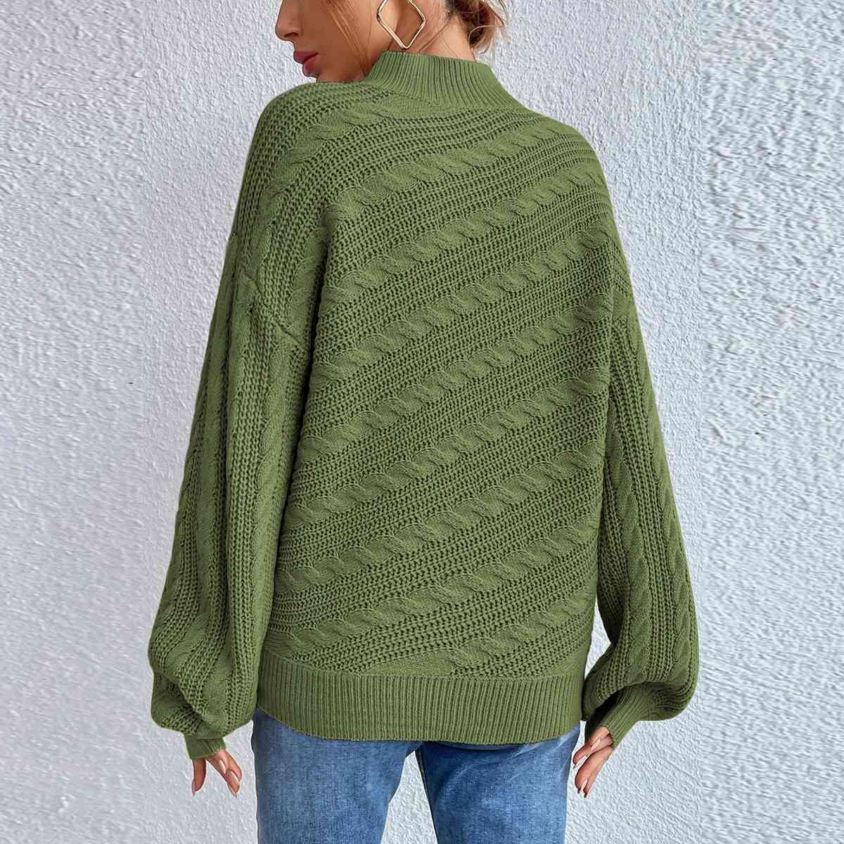 Cable-Knit Mock Neck  Long Sleeve Sweater king-general-store-5710.myshopify.com