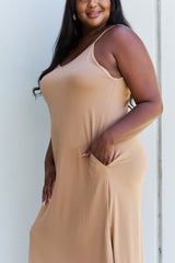 Ninexis Good Energy Full Size Cami Side Slit Maxi Dress in Camel king-general-store-5710.myshopify.com