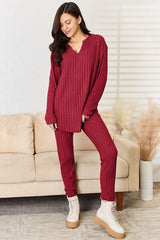 Basic Bae Full Size Notched Long Sleeve Top and Pants Set king-general-store-5710.myshopify.com