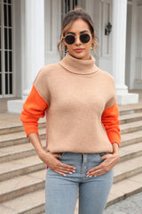 Color Block Turtleneck Slit Sweater king-general-store-5710.myshopify.com