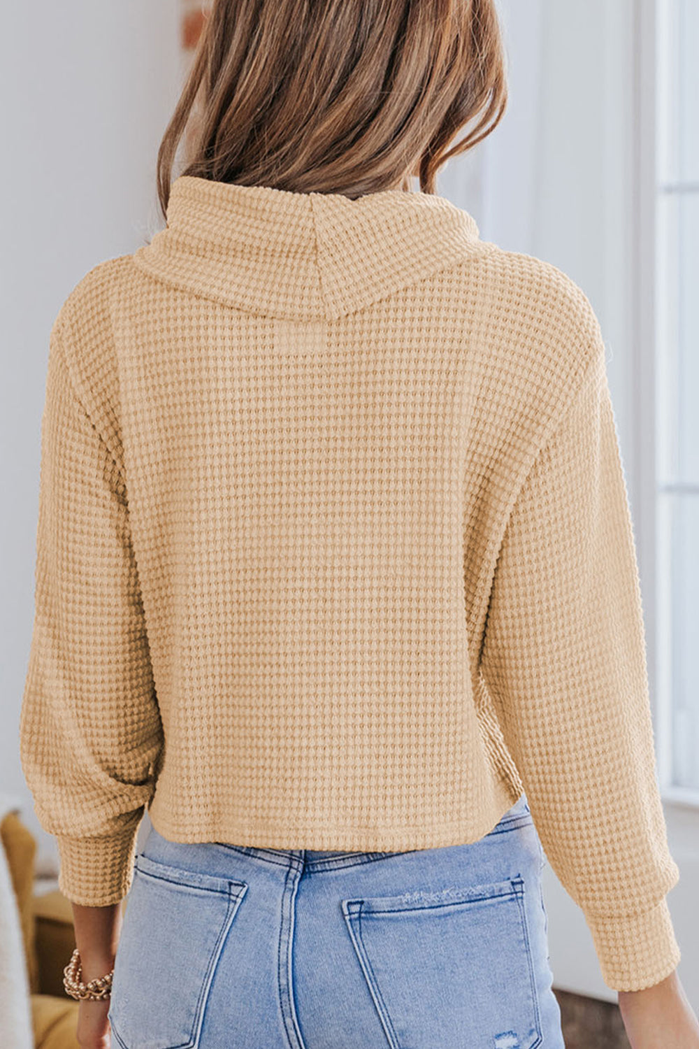 Waffle-Knit High Neck Top king-general-store-5710.myshopify.com