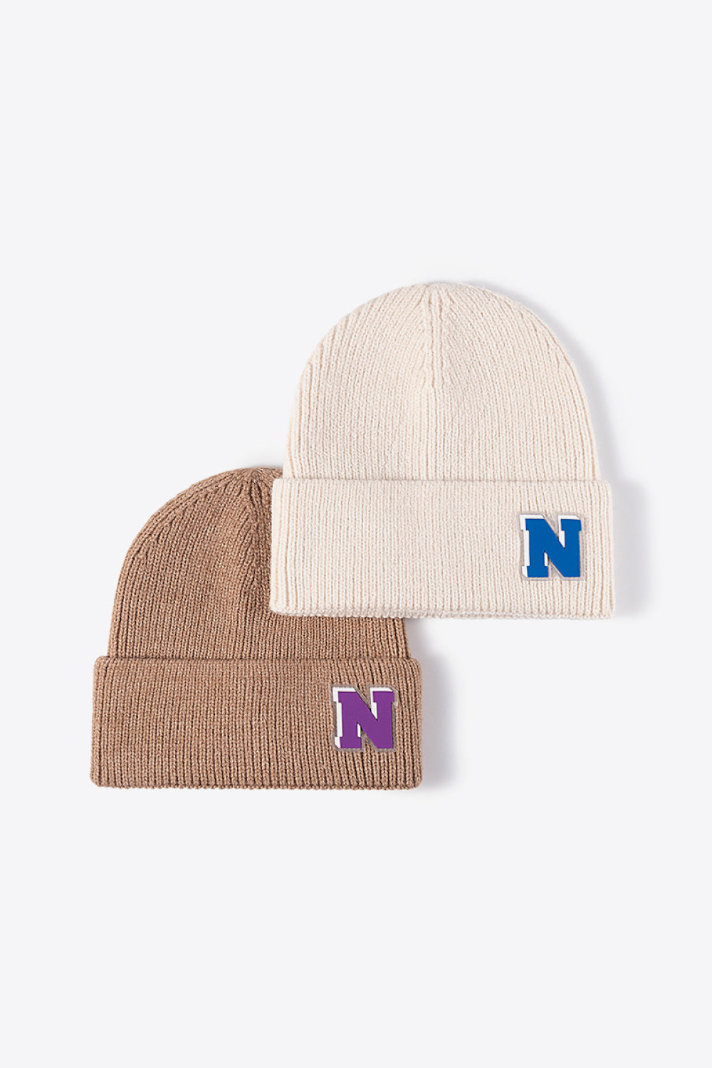 Letter N Patch Cuffed Knit Beanie king-general-store-5710.myshopify.com