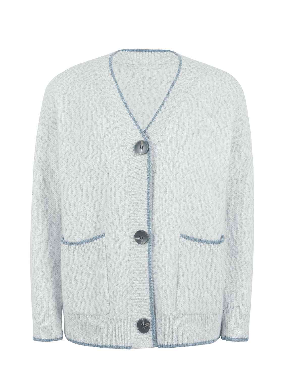 Button Down V-Neck Cardigan with Pockets king-general-store-5710.myshopify.com