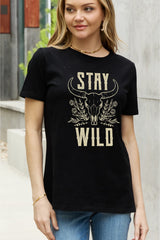 Simply Love Full Size STAY WILD Graphic Cotton Tee king-general-store-5710.myshopify.com