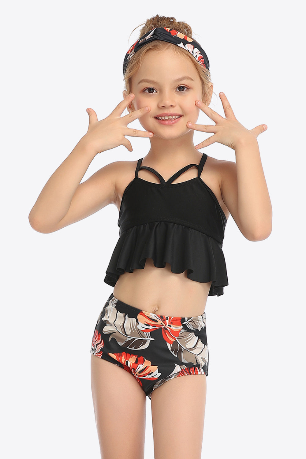 Botanical Print Crisscross Ruffled Two-Piece Swim Set king-general-store-5710.myshopify.com