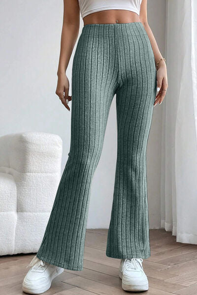 Basic Bae Full Size Ribbed High Waist Flare Pants king-general-store-5710.myshopify.com