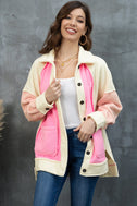 Color Block Collared Slit Jacket king-general-store-5710.myshopify.com