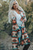 Multicolor Geometric Color Block Open Front Long Cardigan king-general-store-5710.myshopify.com