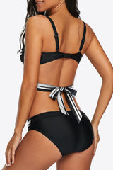 Striped Crisscross Tie-Back Bikini Set king-general-store-5710.myshopify.com