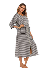 Round Neck Three-Quarter Sleeve Midi Night Dress king-general-store-5710.myshopify.com