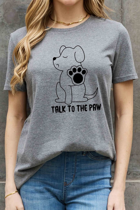 Simply Love Full Size TALK TO THE PAW Graphic Cotton Tee king-general-store-5710.myshopify.com