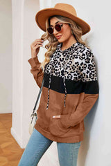 Leopard Drawstring Hoodie with Pocket king-general-store-5710.myshopify.com