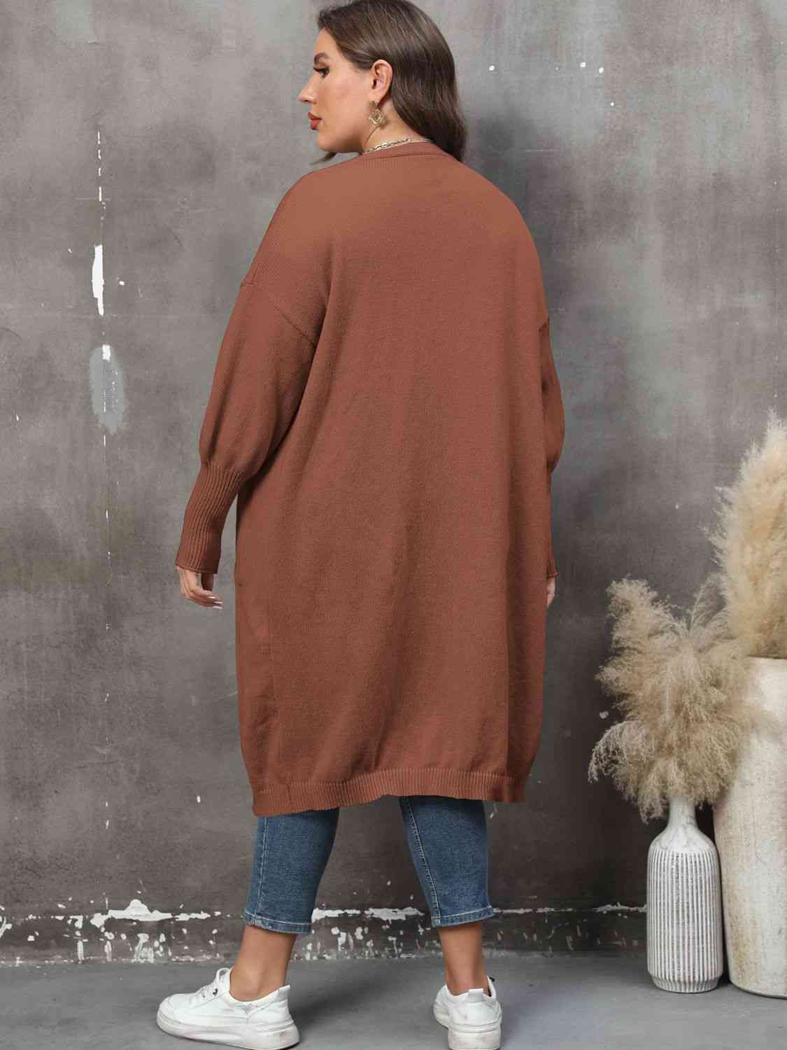 Plus Size Long Sleeve Pocketed Cardigan king-general-store-5710.myshopify.com