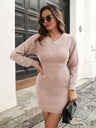 Rib-Knit V-Neck Sweater Dress king-general-store-5710.myshopify.com