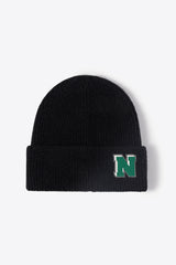 Letter N Patch Cuffed Knit Beanie king-general-store-5710.myshopify.com