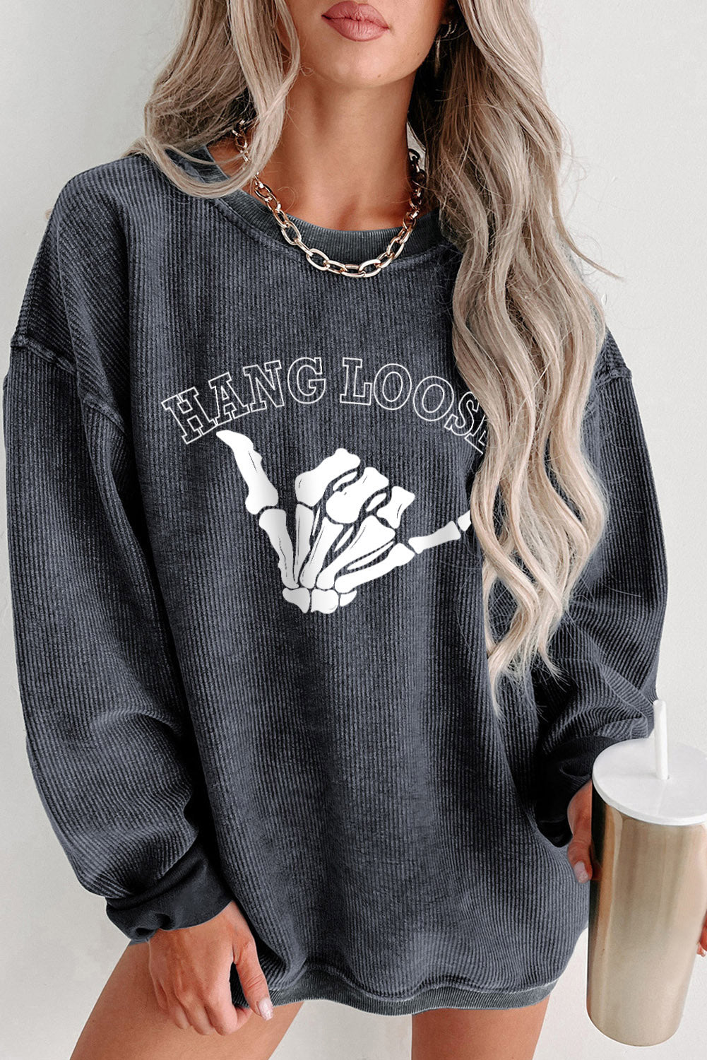 Skeleton Hand Graphic Sweatshirt king-general-store-5710.myshopify.com