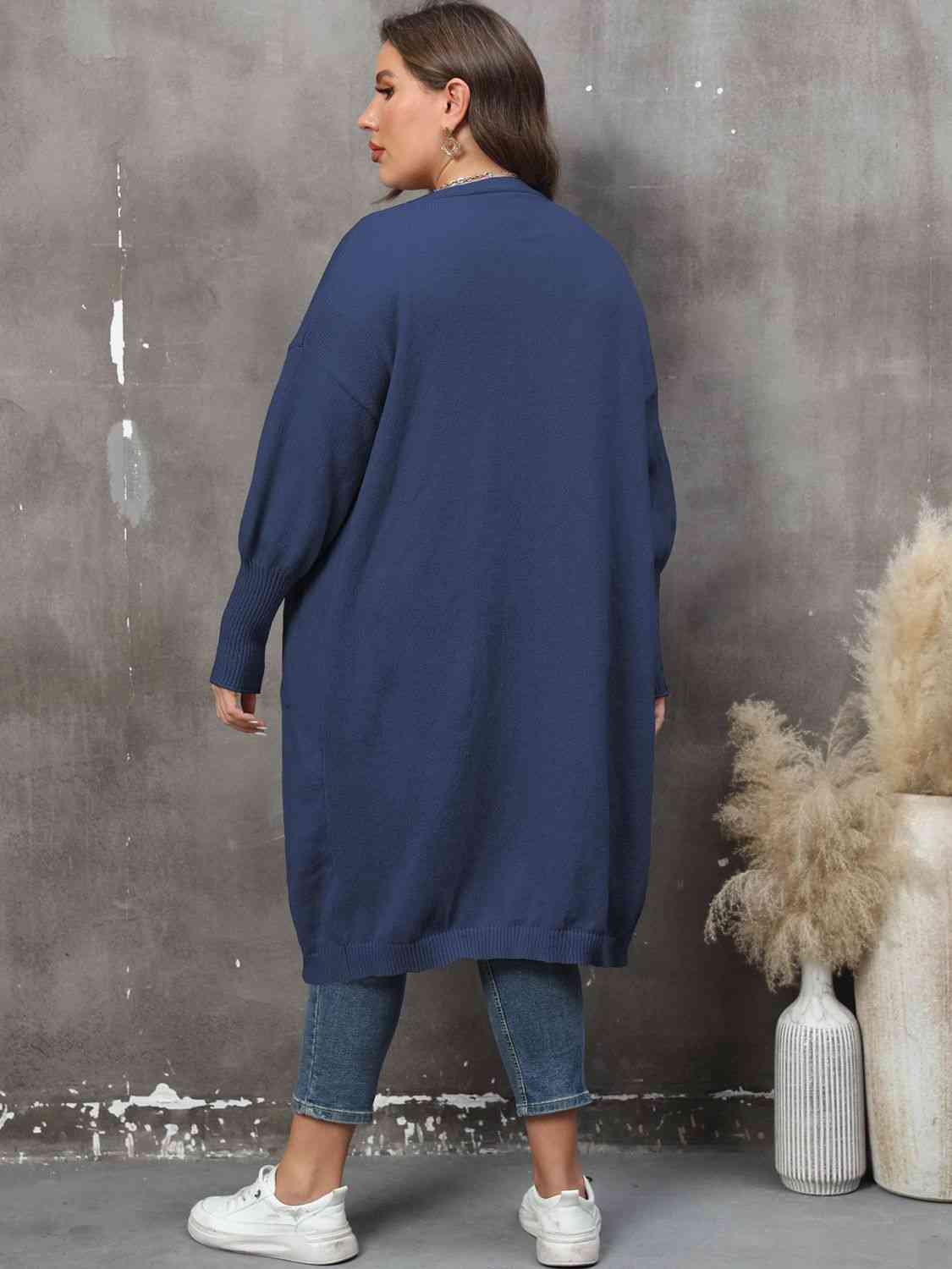 Plus Size Long Sleeve Pocketed Cardigan king-general-store-5710.myshopify.com