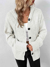 Button Up Drawstring Long Sleeve Hooded Cardigan king-general-store-5710.myshopify.com