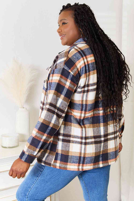 Double Take Plaid Button Front Shirt Jacket with Breast Pockets king-general-store-5710.myshopify.com