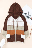 Zip-Up Raglan Sleeve Openwork Hooded Cardigan king-general-store-5710.myshopify.com