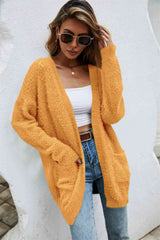 Open Front Openwork Fuzzy Cardigan with Pockets king-general-store-5710.myshopify.com