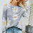 Daisy Print Openwork Round Neck Sweater king-general-store-5710.myshopify.com