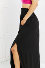 Zenana It's My Time Full Size Side Scoop Scrunch Skirt in Black king-general-store-5710.myshopify.com