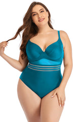 Plus Size Spliced Mesh Tie-Back One-Piece Swimsuit king-general-store-5710.myshopify.com