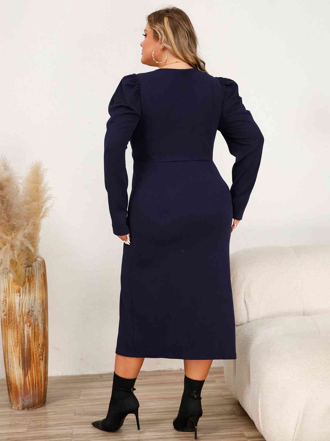 Plus Size Sweetheart Neck Split Midi Dress king-general-store-5710.myshopify.com