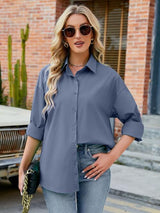 Button Up Collared Neck Long Sleeve Shirt king-general-store-5710.myshopify.com