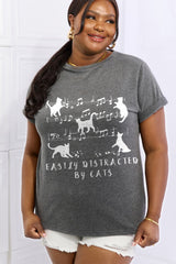 Simply Love Full Size EASILY DISTRACTED BY CATS Graphic Cotton Tee king-general-store-5710.myshopify.com