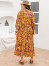 Plus Size Floral V-Neck Balloon Sleeve Midi Dress king-general-store-5710.myshopify.com