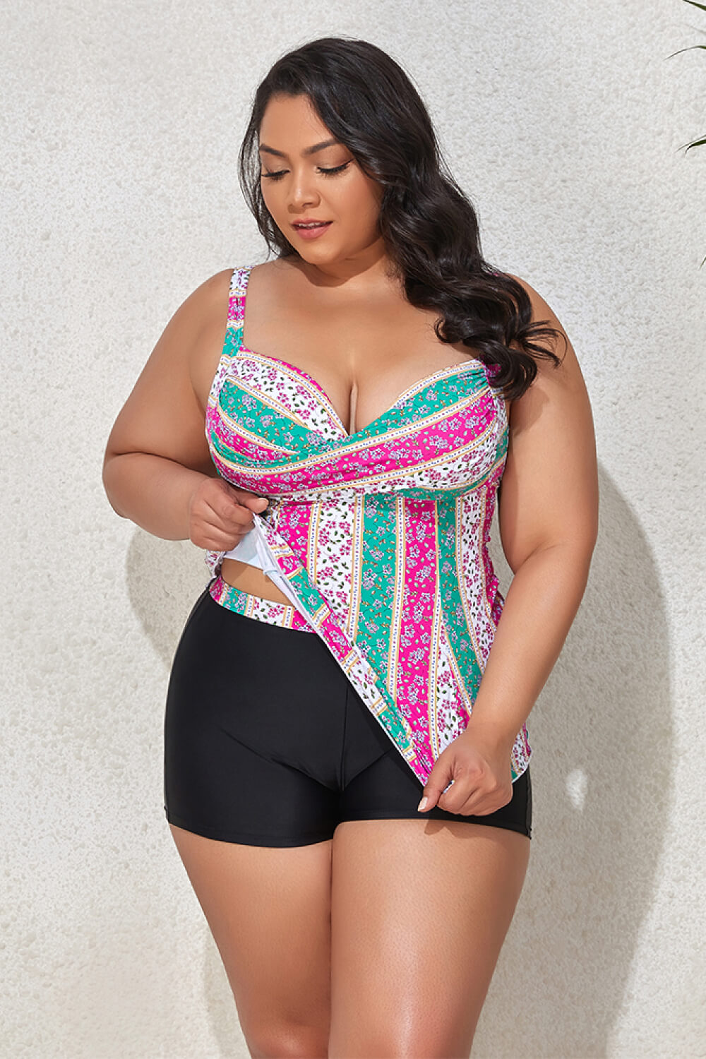 Plus Size Printed Crisscross Cutout Two-Piece Swim Set king-general-store-5710.myshopify.com