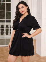 Plus Size Lace Trim Deep V Night Dress king-general-store-5710.myshopify.com