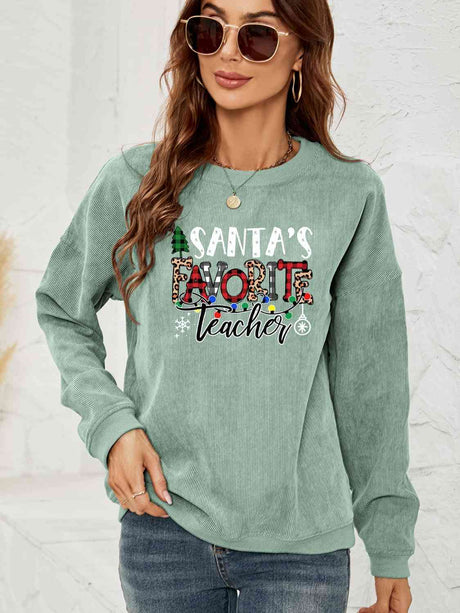 SANTA'S FAVORITE TEACHER Graphic Sweatshirt king-general-store-5710.myshopify.com